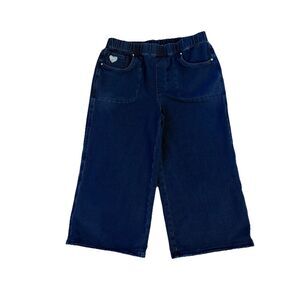 Quacker Factory DreamJeannes Pull On Wide Leg Culotte Pants SZ S Short Dk Indigo